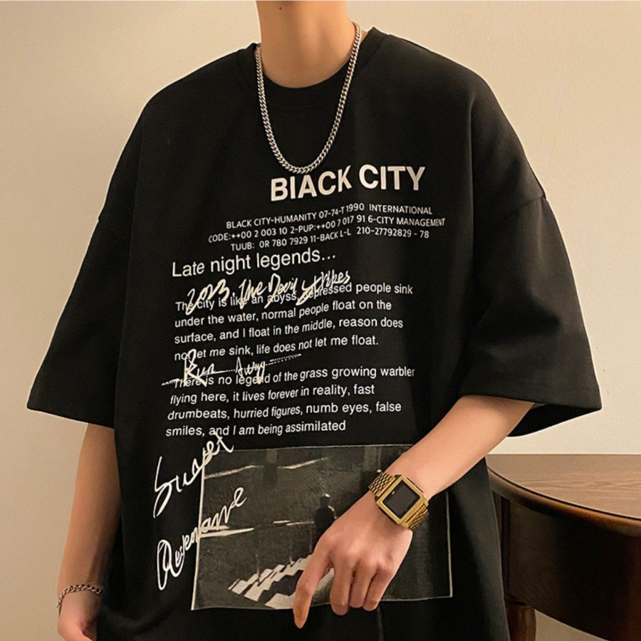 áo Thun Unisex Form Rộng Streetwear Oversized Black City – Phong Boutique