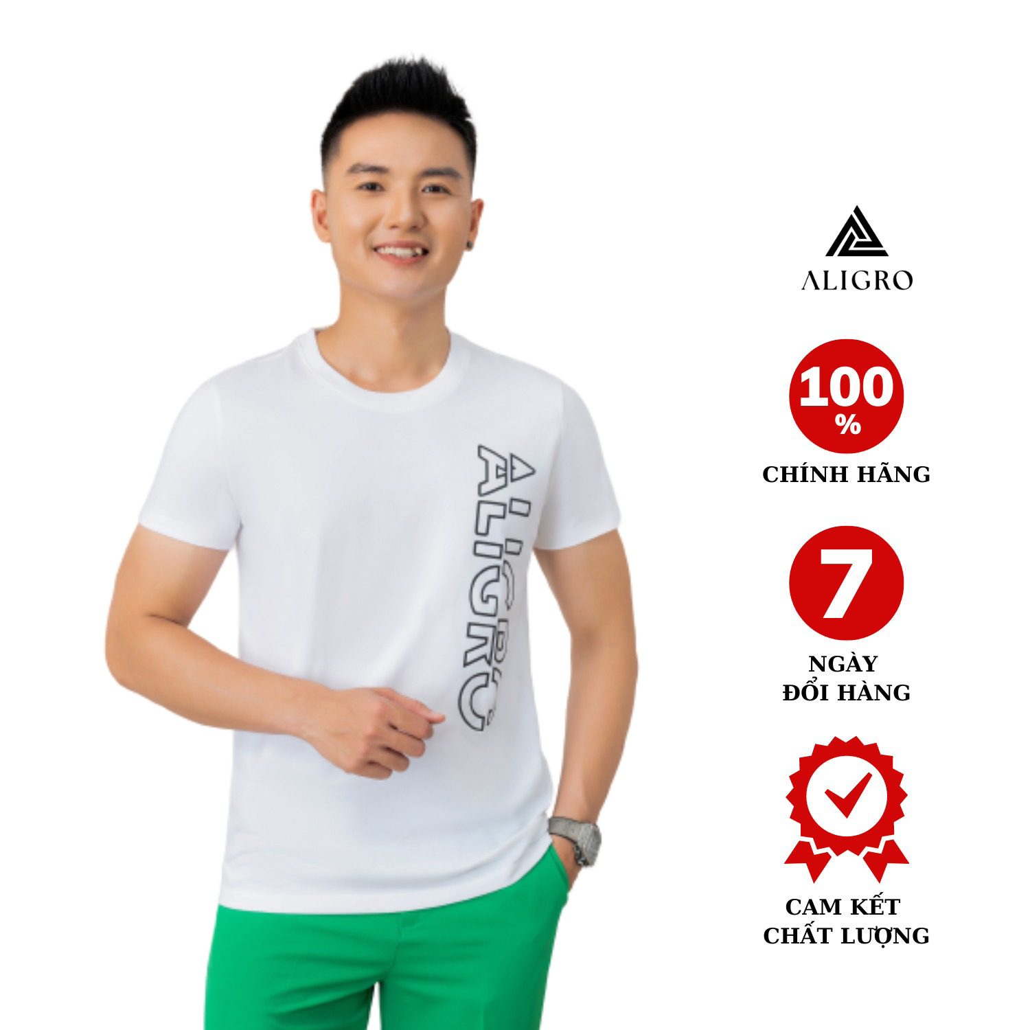 áo Thun Nam Chất Liệu Cotton Cổ Tròn Màu Trắng Kiểu Dáng Thể Thao Thấm Hút Tốt Co Giãn Thoải Mái Algapc071 – Aligro