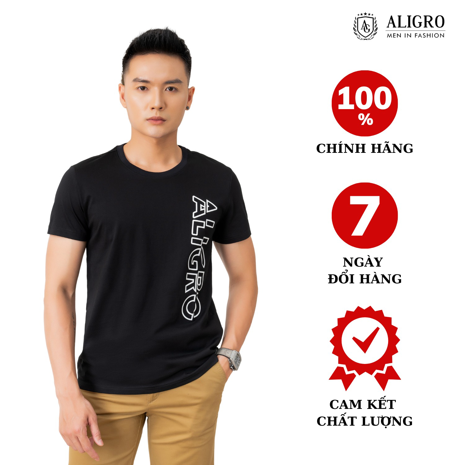 áo Thun Nam Chất Liệu Cotton Cổ Tròn Màu đen Kiểu Dáng Thể Thao Thấm Hút Tốt Co Giãn Thoải Mái Algapc072 – Aligro