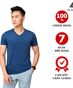 áo Thun Nam Cổ Tròn Màu Navy Kiểu Dáng Thể Thao Thấm Hút Tốt Co Giãn Thoải Mái Algapc054 – Aligro