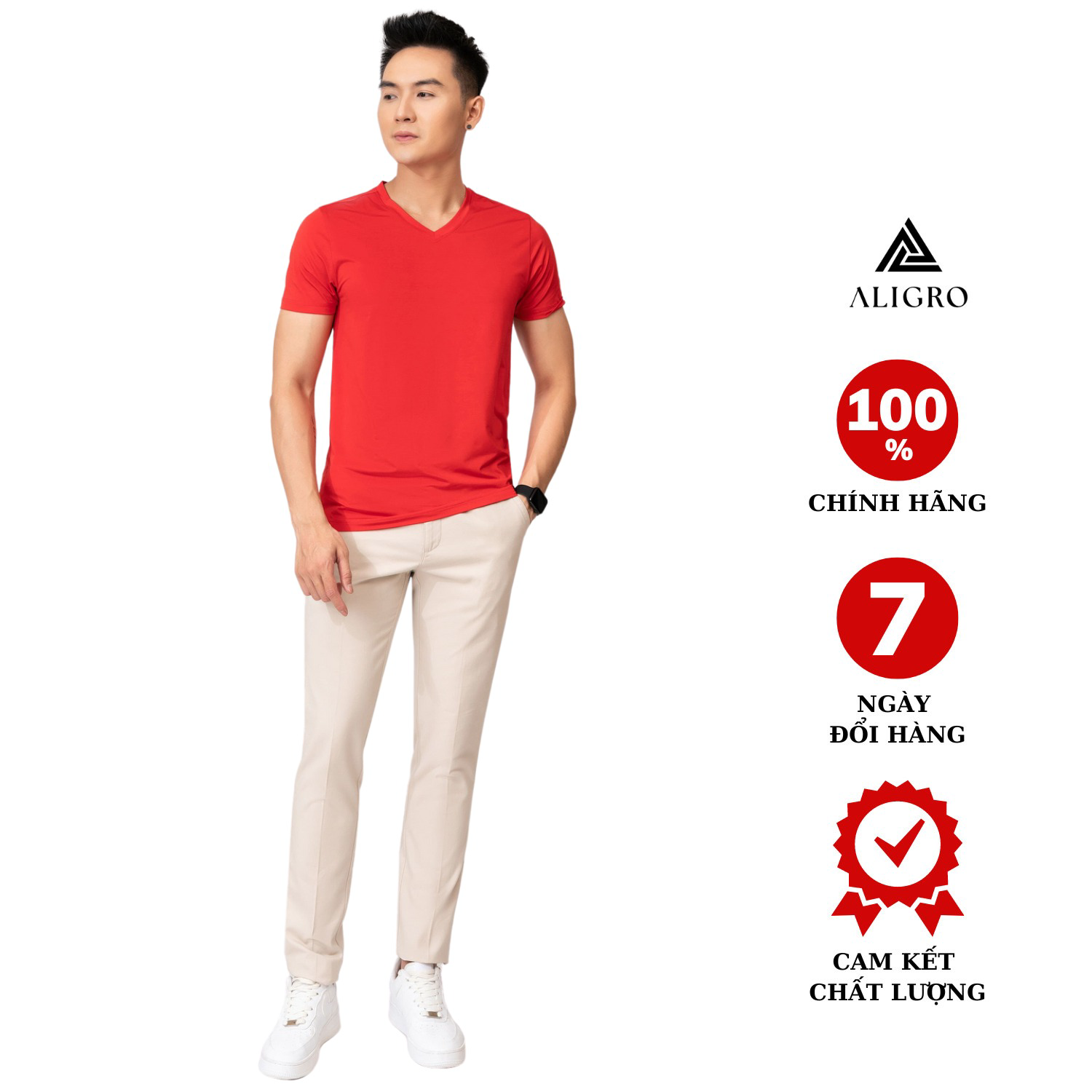 áo Thun Nam Cổ Tròn Màu đỏ Cam Kiểu Dáng Thể Thao Thấm Hút Tốt Co Giãn Thoải Mái Algapc063 – Aligro