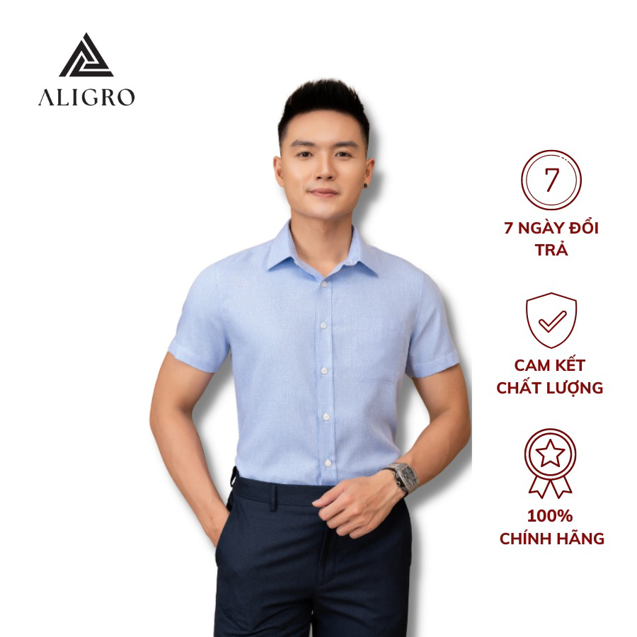 áo Sơ Mi Bamboo Slimfit Cộc Tay Xanh Trơn Algs-c123 – Aligro