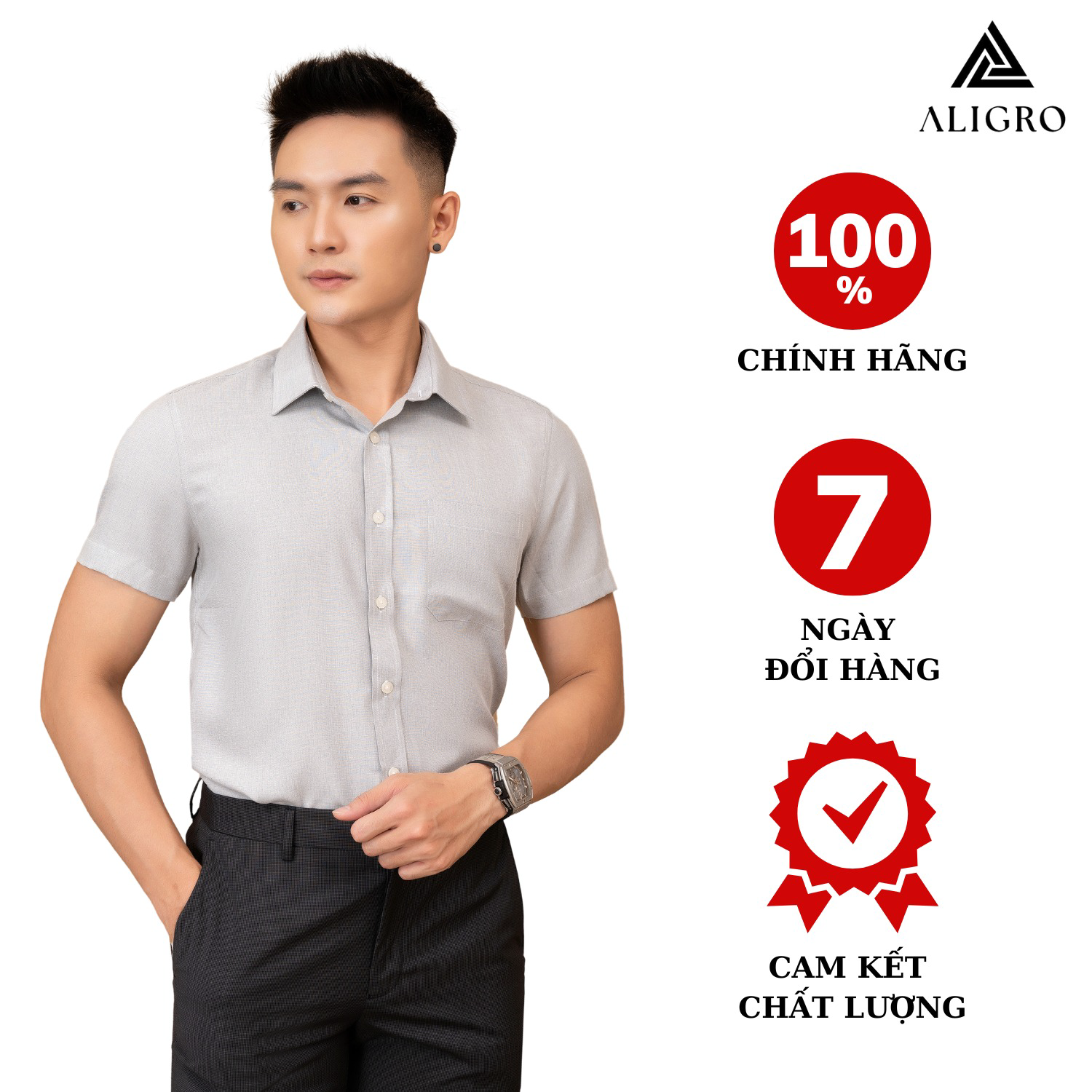 áo Sơ Mi Bamboo Slimfit Cộc Tay Ghi Xước Algs-c122 – Aligro