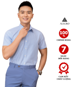 áo Sơ Mi Baboo Slimfit Cộc Tay Kẻ Xanh Dương Algs-c121 – Aligro