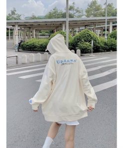 áo Khoác Hoodie Thời Trang Nữ Updown Khóa Kéo Nỉ Pe Dày Dặn Form Rộng