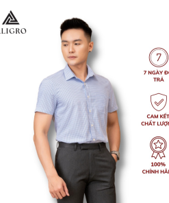 áo Sơ Mi Nam Cộc Tay Bamboo Kẻ Caro Navy Algs-c120 – Aligro