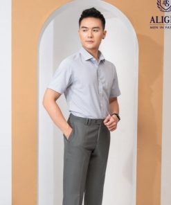 áo Sơ Mi Cộc Tay Kẻ Caro Nhỏ Ghi Algs-c118 – Aligro
