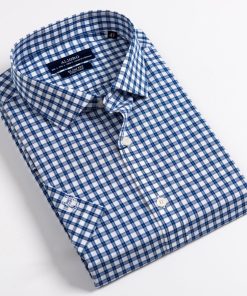 áo Sơ Mi Cộc Tay Kẻ Caro Xanh Navy Algs-c117 – Aligro