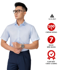áo Sơ Mi Nam Ngắn Tay Vải Cotton Chống Nhăn, Kháng Khuẩn Cao Cấp Form Slim Vừa Công Sở Algs-c114 – Aligro