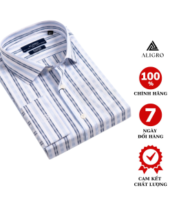 áo Sơ Mi Cộc Tay Bamboo Trắng Kẻ Sọc Algs-c112 – Aligro