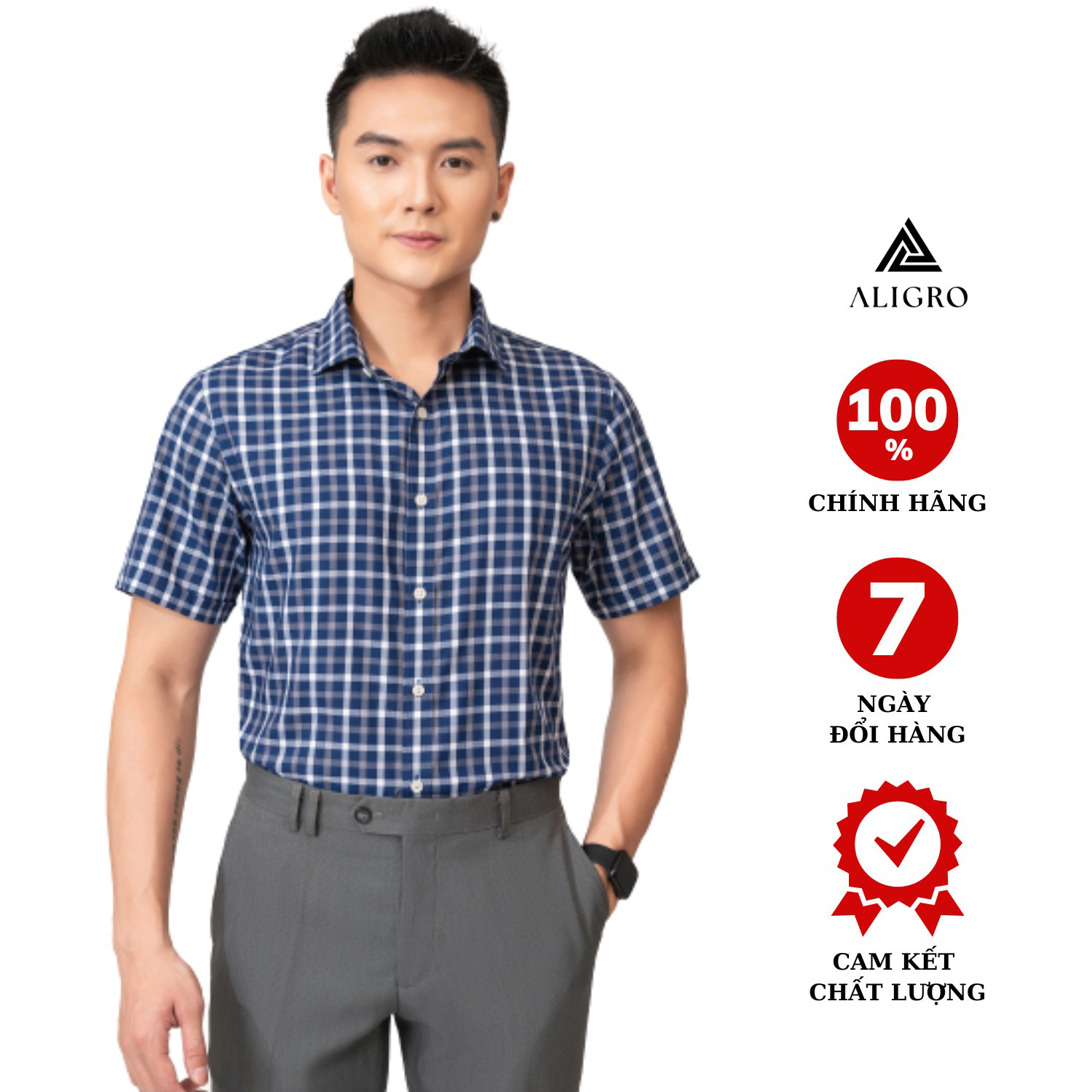 áo Sơ Mi Cộc Tay Kẻ ô Vuông Algs-c109 – Aligro