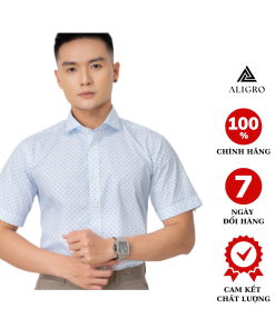 áo Sơ Mi Cộc Tay Xanh Họa Tiết Algs-c83 – Aligro