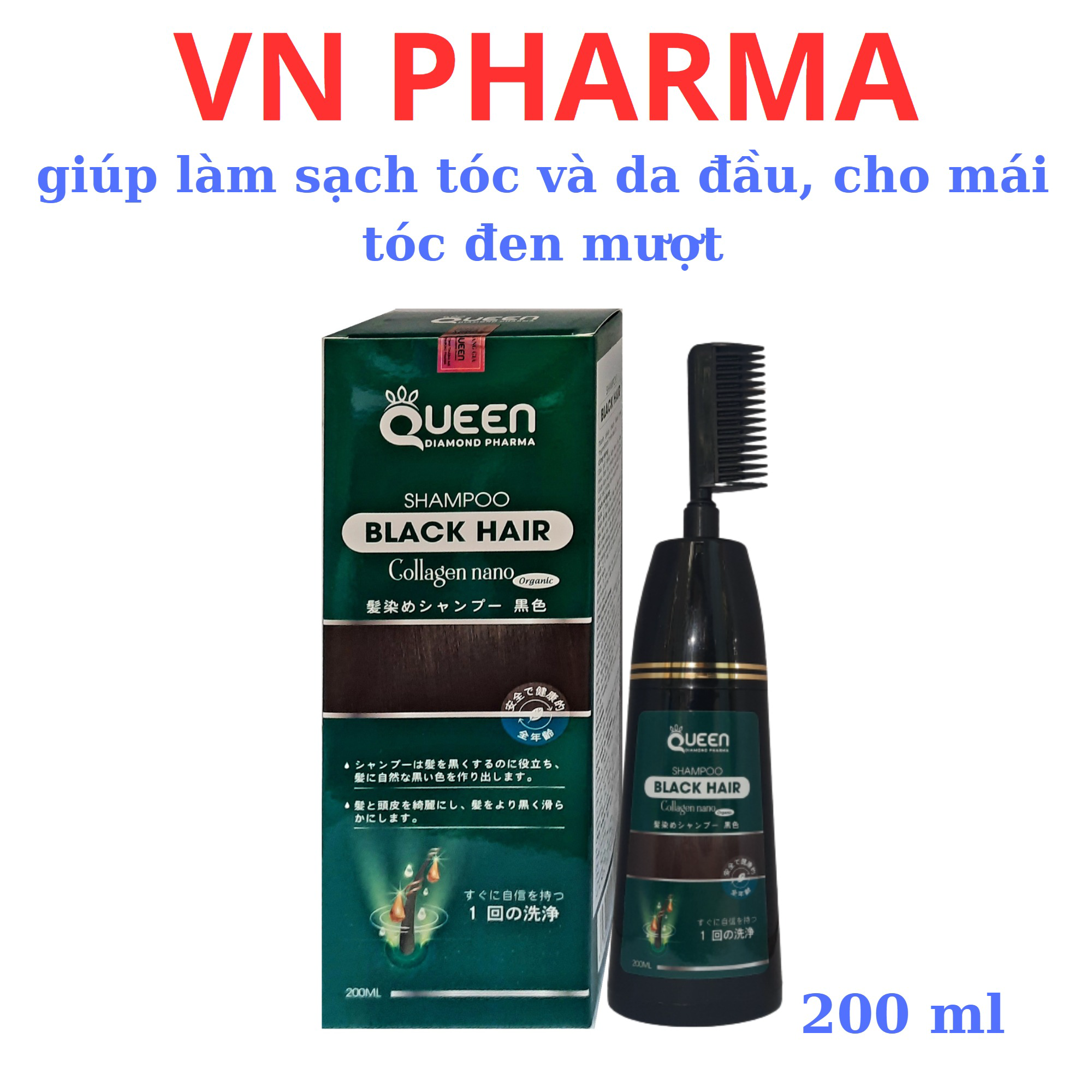 Dầu Gội đen Tóc Shampoo Black Hair Giúp Làm Sạch Tóc Và Da đầu, Cho Mái Tóc đen Mượt Hộp 200 Ml – Thái Hương