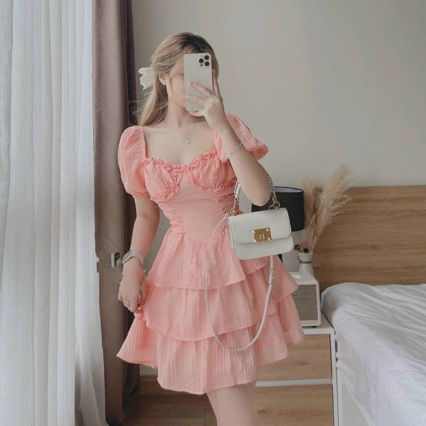 đầm Xòe 3 Tầng Thun đũi Gân V904h – Lisa