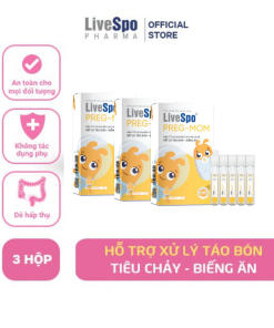 Combo 3: Hỗ Trợ Giảm Táo Bón, Rối Loạn Tiêu Hóa Livespo Preg-mom Hộp 20 ống – Livespo Pharma