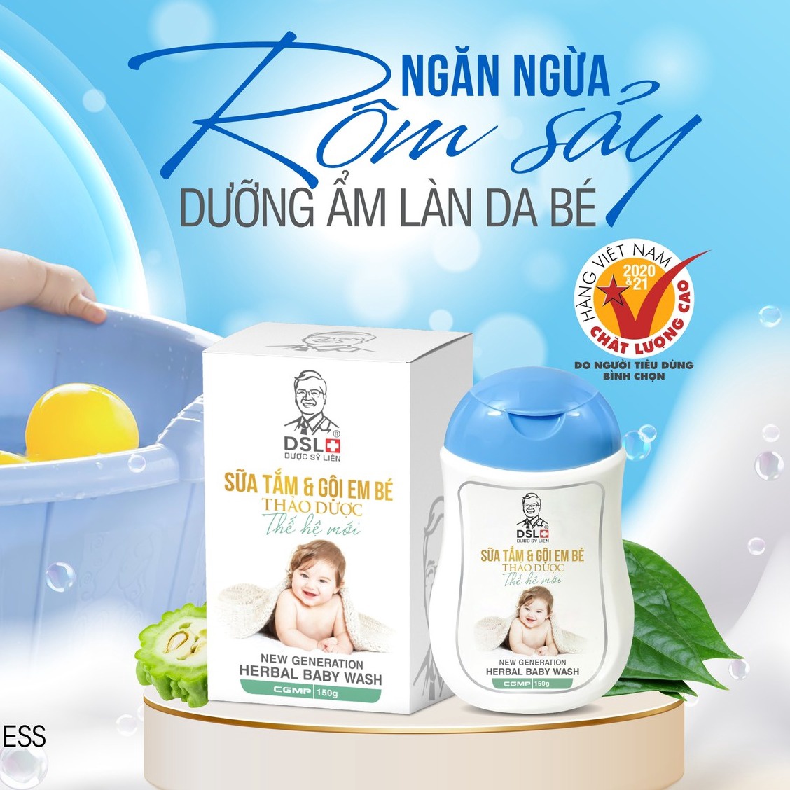 Combo 10 Chai Sữa Tắm & Gội Em Bé Thảo Dược Thế Hệ Mới 150g – Dsl