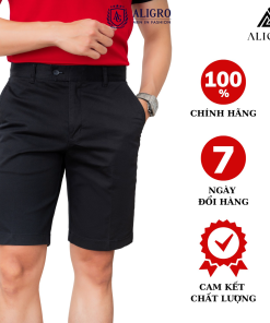 Quần Short Nam Màu đen Chất Liệu Kaki Dáng Basic Trẻ Trung Năng động Algqs1067 – Aligro
