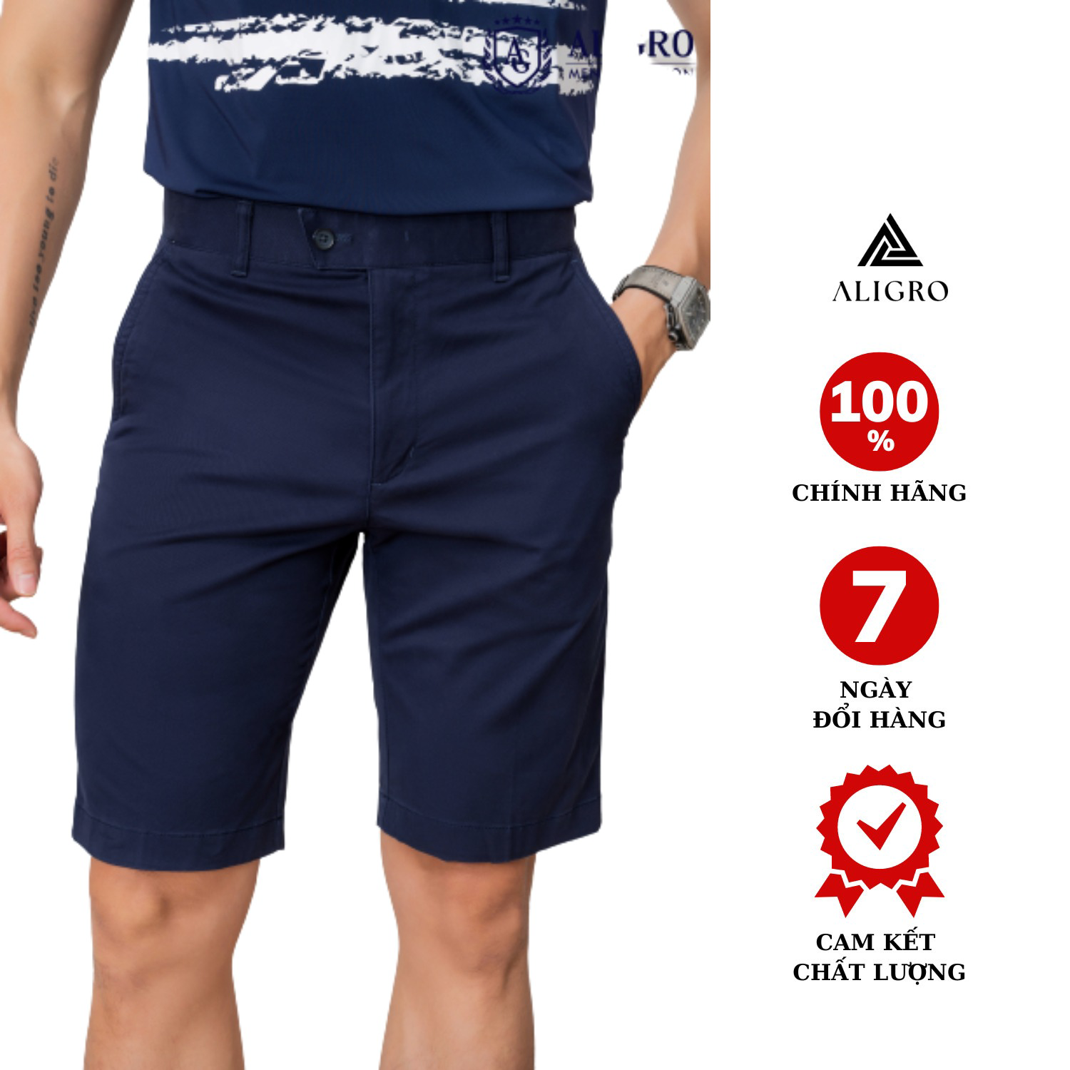 Quần Short Kaki Nam Màu Navy Algqs1068 – Aligro