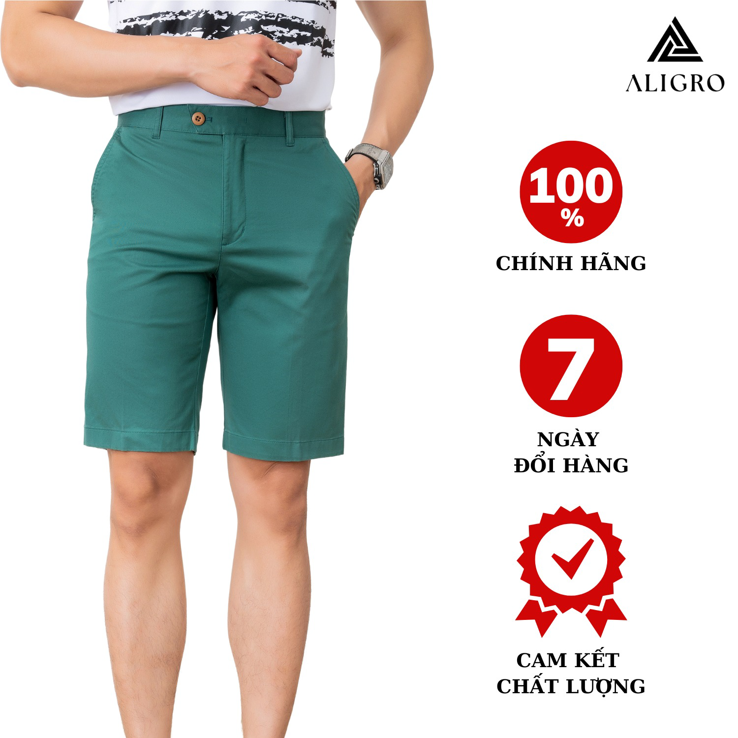Quần Short Kaki Nam Màu Xanh Algqs1071 – Aligro