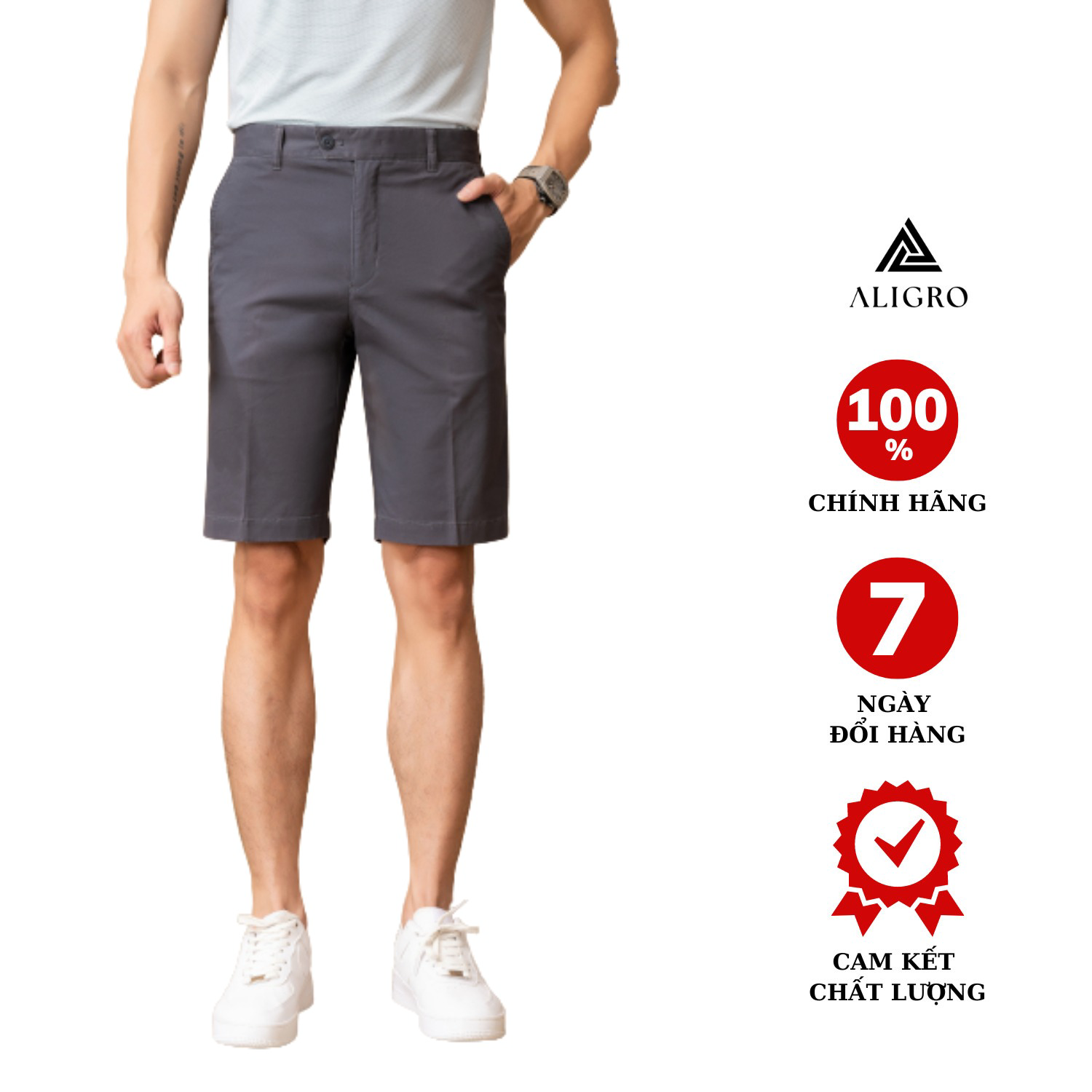 Quần Sooc Kaki Màu Xám Algqs1081 – Aligro