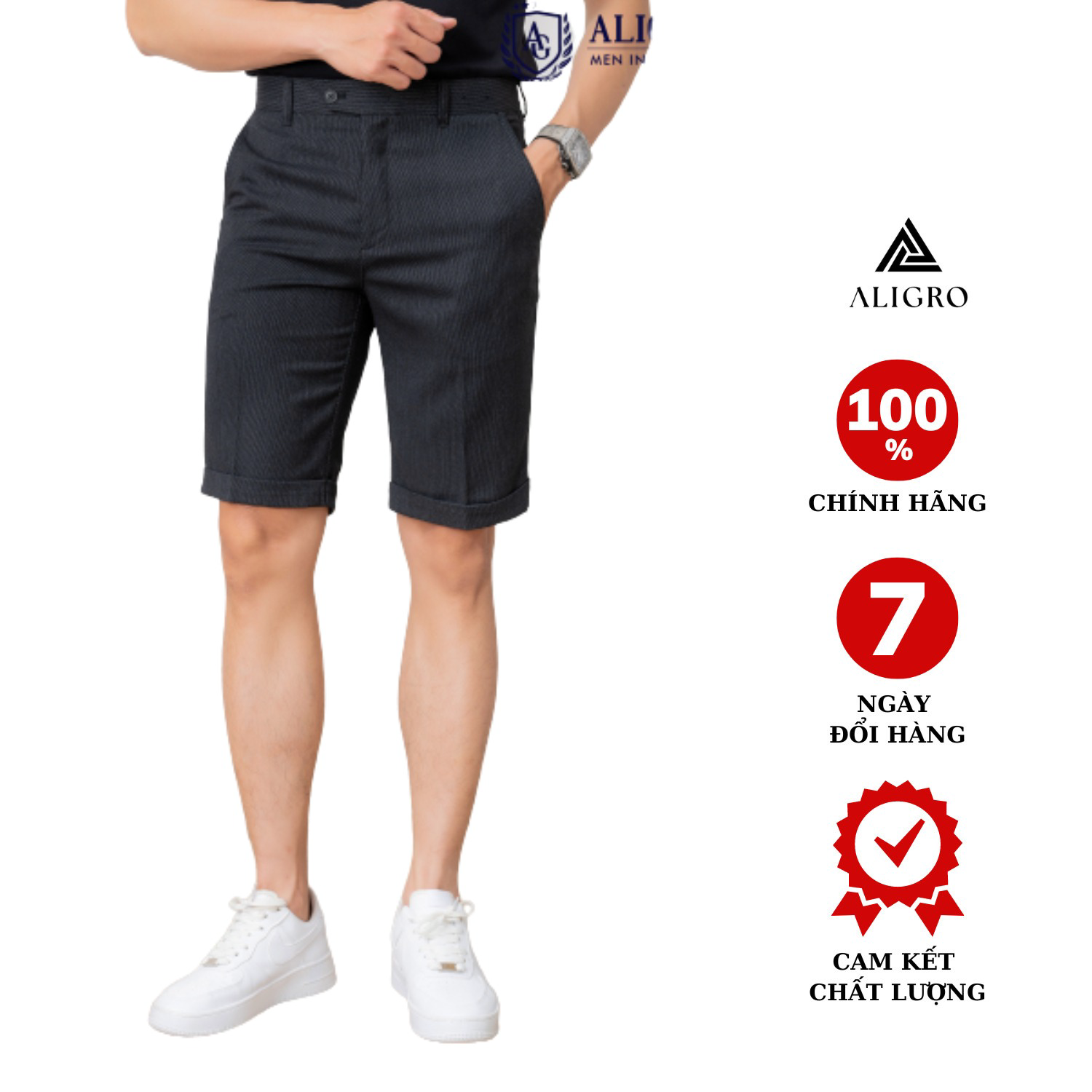 Quần Sooc Nam Kẻ đen Trắng Algqs1066 – Aligro
