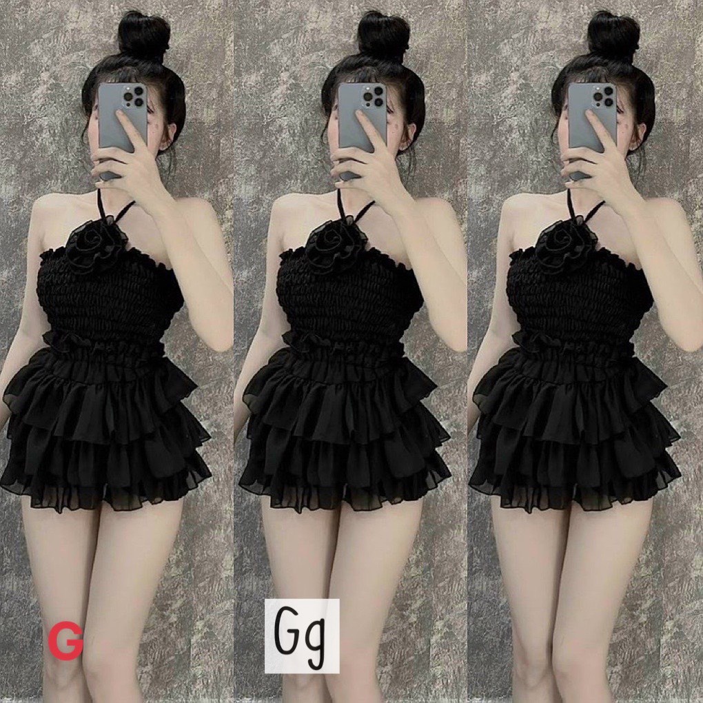 đầm Nữ Bèo Nhúm đa Tầng Voan Chiffon đính Hoa – Ausa House
