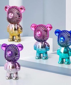 Quạt Tích điện Cầm Tay Hình Gấu Bearbrick – Silver