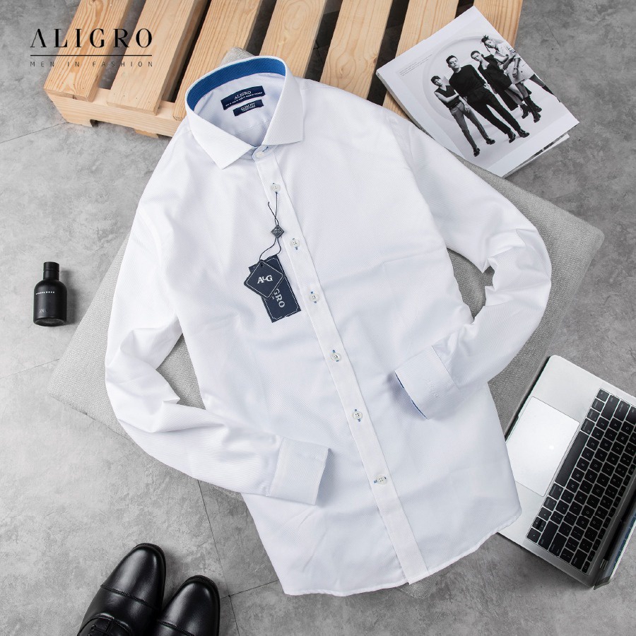 áo Sơ Mi Dài Tay Trắng Phối Cổ-tay Algs196 – Aligro