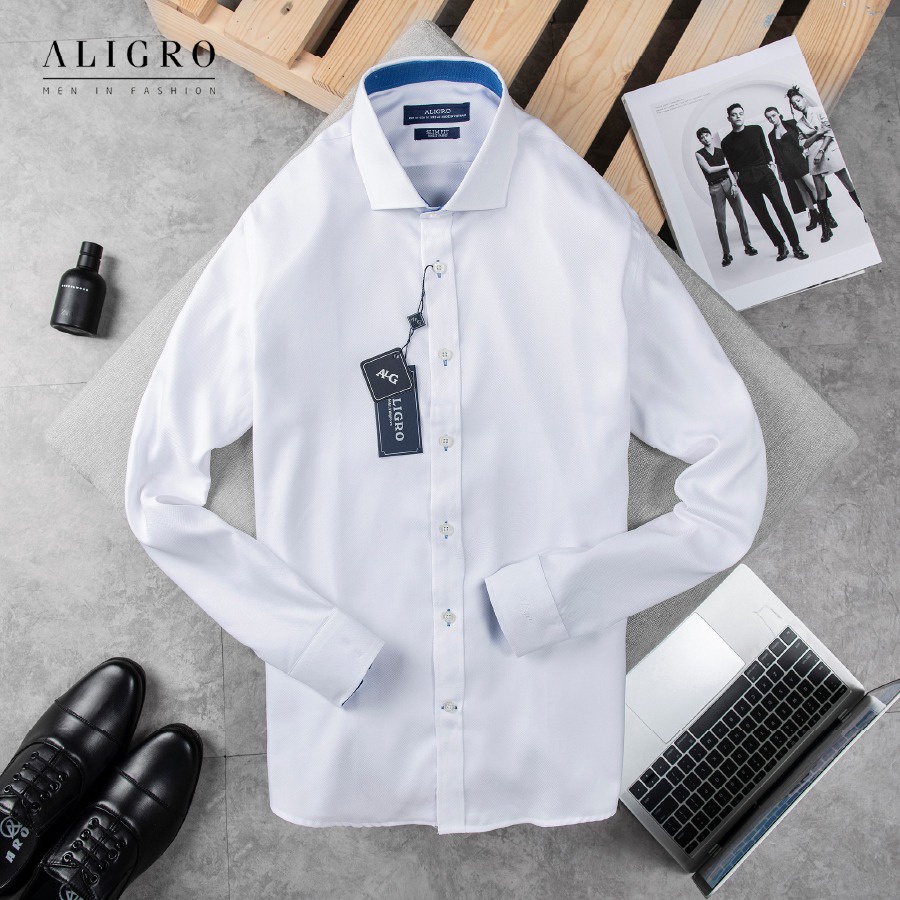 áo Sơ Mi Dài Tay Trắng Phối Cổ-tay Algs194 – Aligro