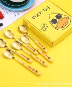 Hộp 6 Muỗng Inox Hình Vịt Vàng Dễ Thương Duck – Su