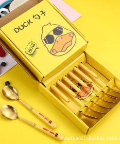 Hộp 6 Muỗng Inox Hình Vịt Vàng Dễ Thương Duck – Su