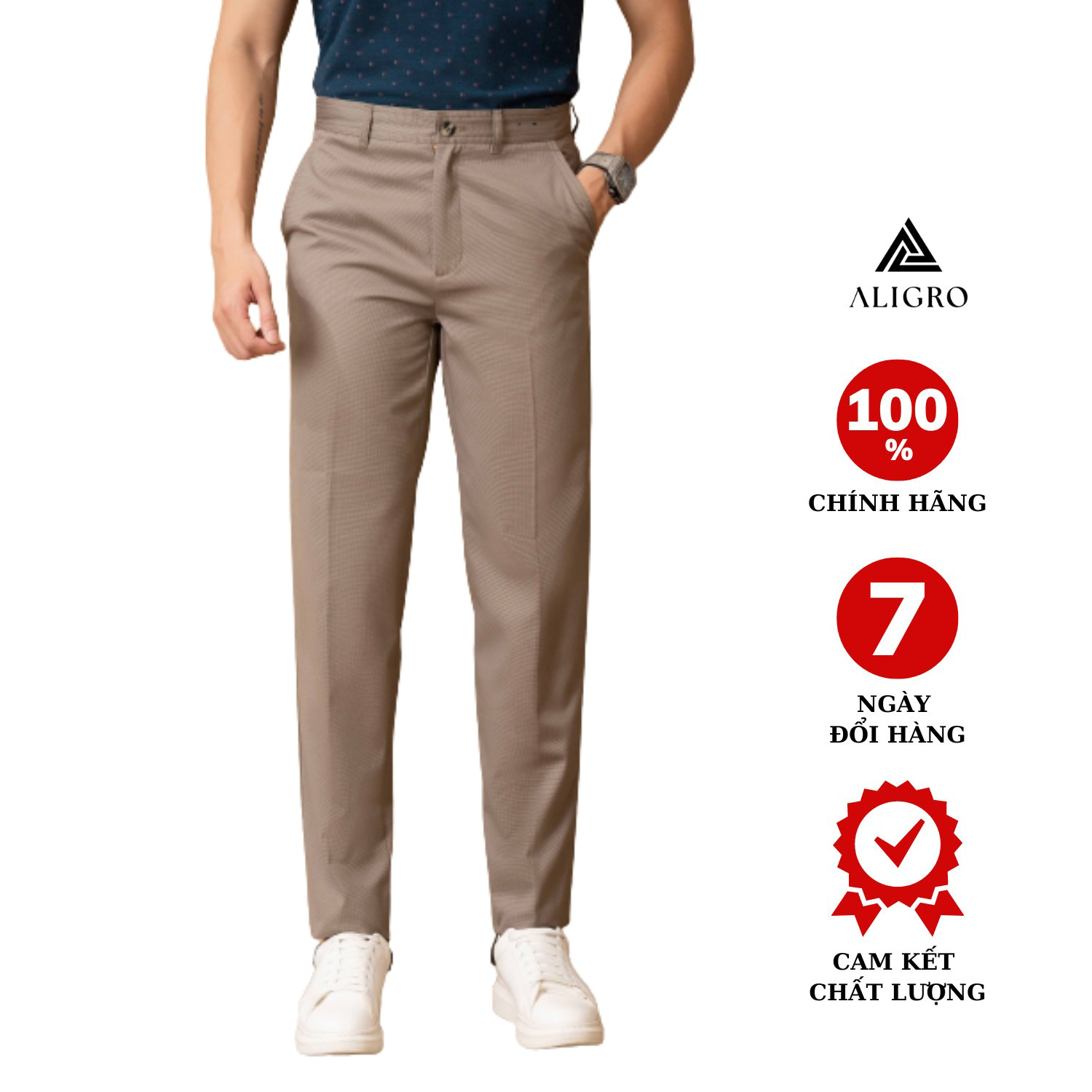 Quần Kaki Nam Màu Nâu Kẻ Algk076 – Aligro