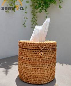 Hộp Khăn Giấy Mây Tròn Sumiya