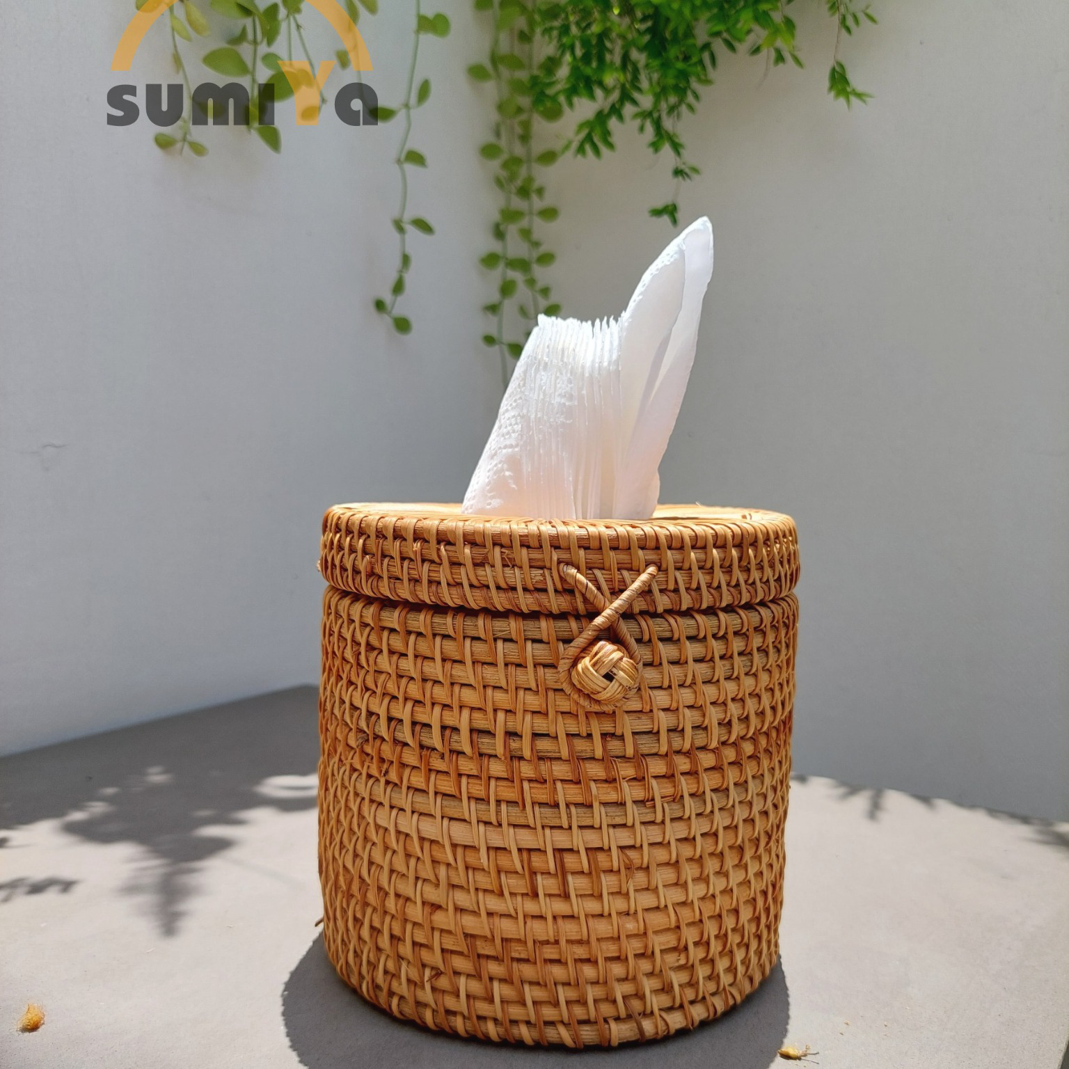 Hộp Khăn Giấy Mây Tròn Sumiya