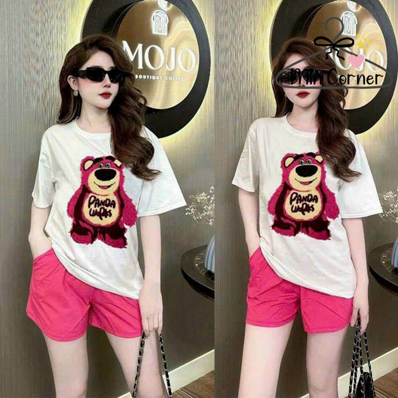 Bộ Thun Short In Hình Gấu Dâu Mb55 – Min Corner