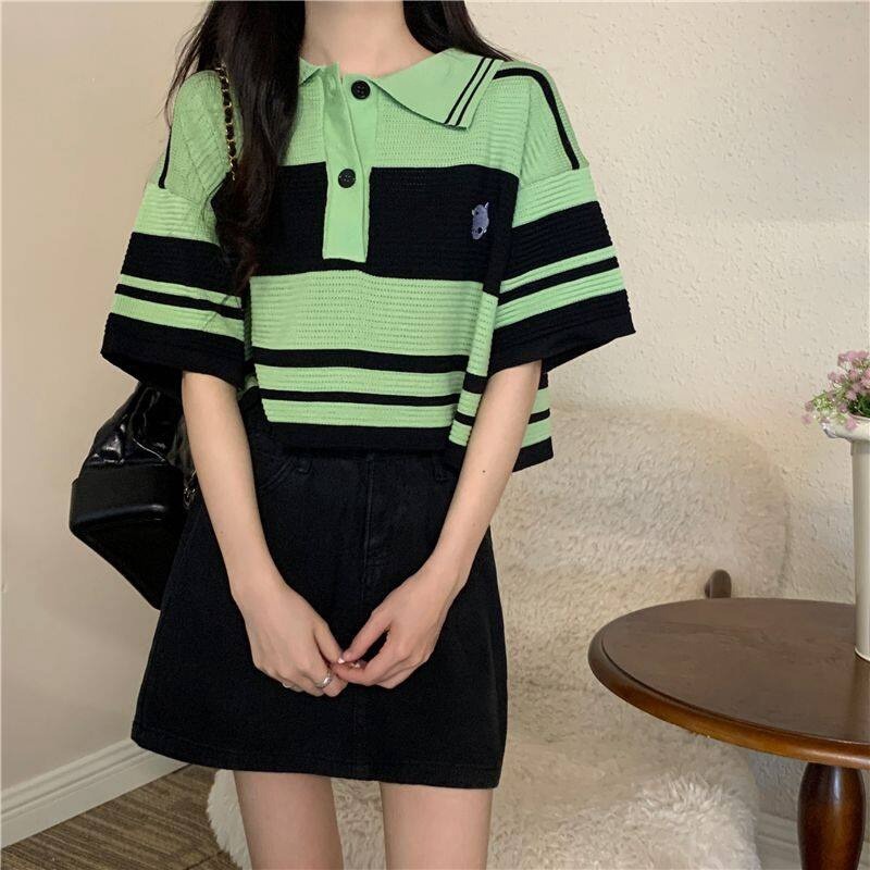 áo Polo Nữ Kẻ Cổ Với Chất Len Mongtoghi Thoáng, Có Thêu Họa Tiết Cute Dành Cho Các Bạn Nữ Sldca157 – Diepchi Fashion