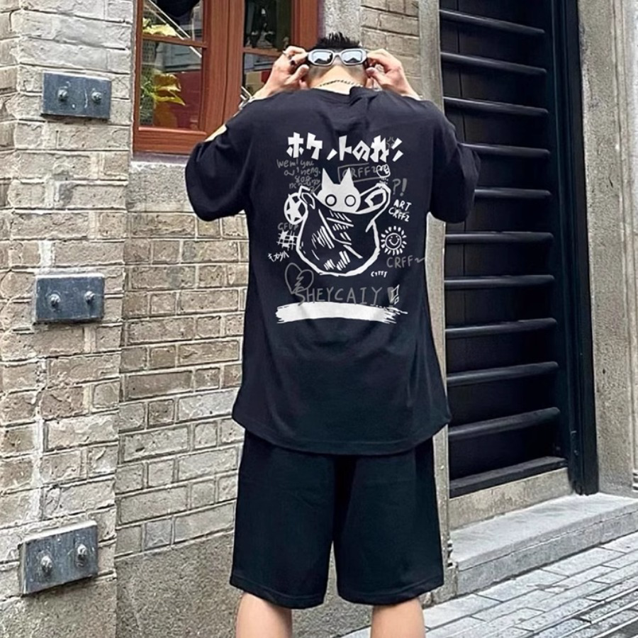 áo Thun Unisex Form Rộng Streetwear Oversized Mèo Túi – Phong Boutique