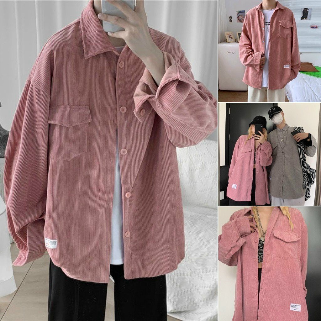 áo Khoác Sơ Mi Nhung Tăm Gắn Logo Nam Nữ Kiểu Basic Dài Tay, áo Oversize Sa12 – Sam Store