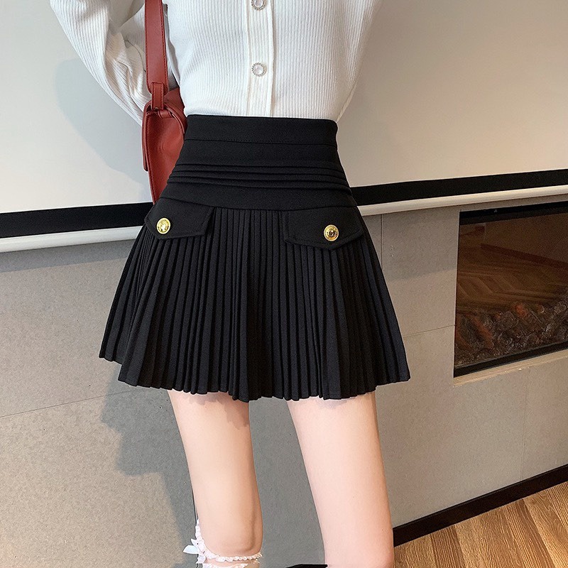 Chân Váy Xếp Ly Cạp Cao Dáng Ngắn 2 Nắp Túi Trước Sang Chảnh Sldcv73 – Diepchi Fashion