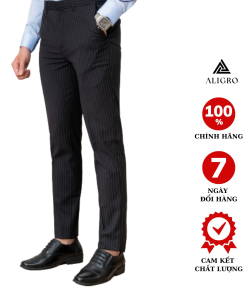 Quần âu đen Kẻ Sọc Trắng Algo1049 – Aligro