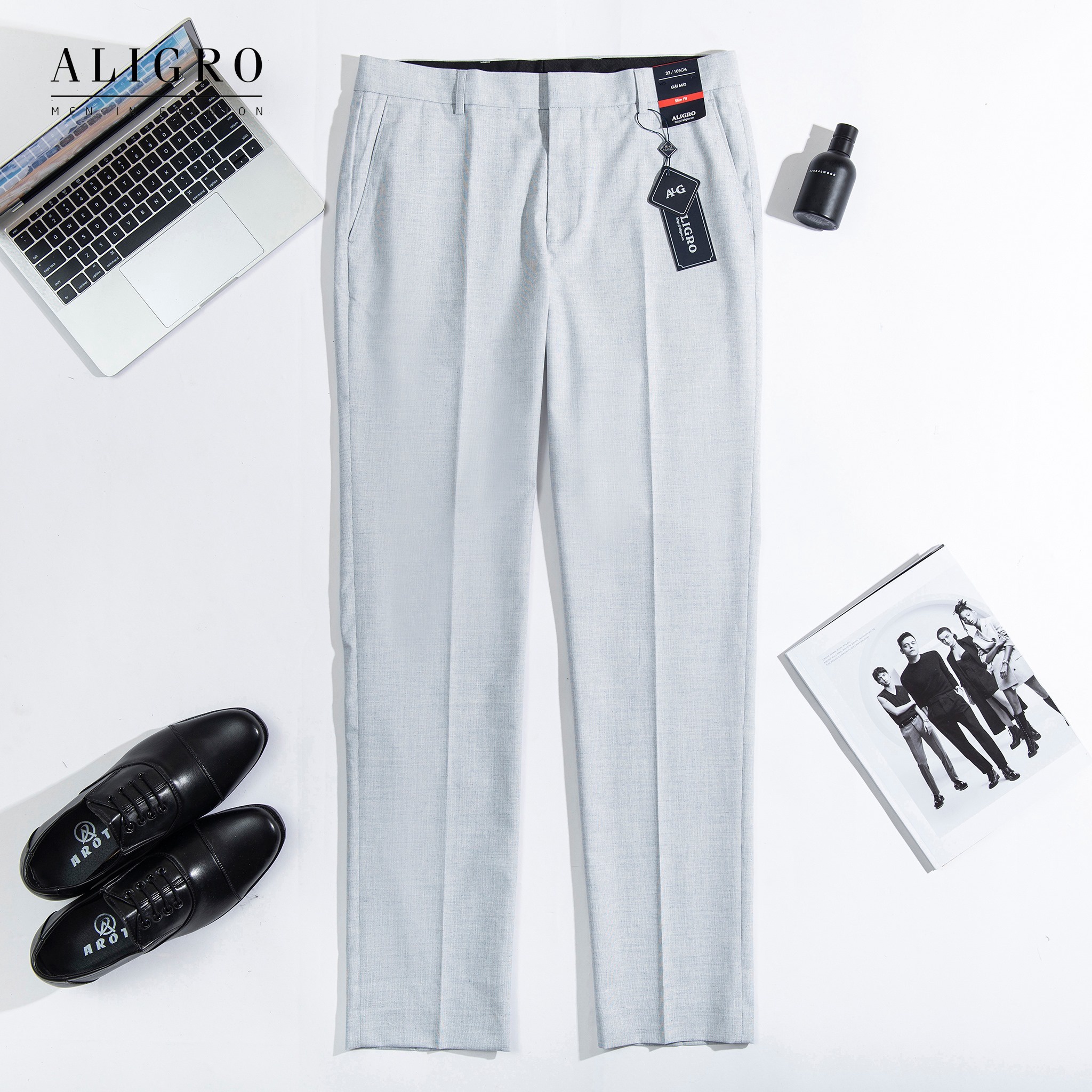 Quần âu Màu Ghi Sáng Algo1026 – Aligro