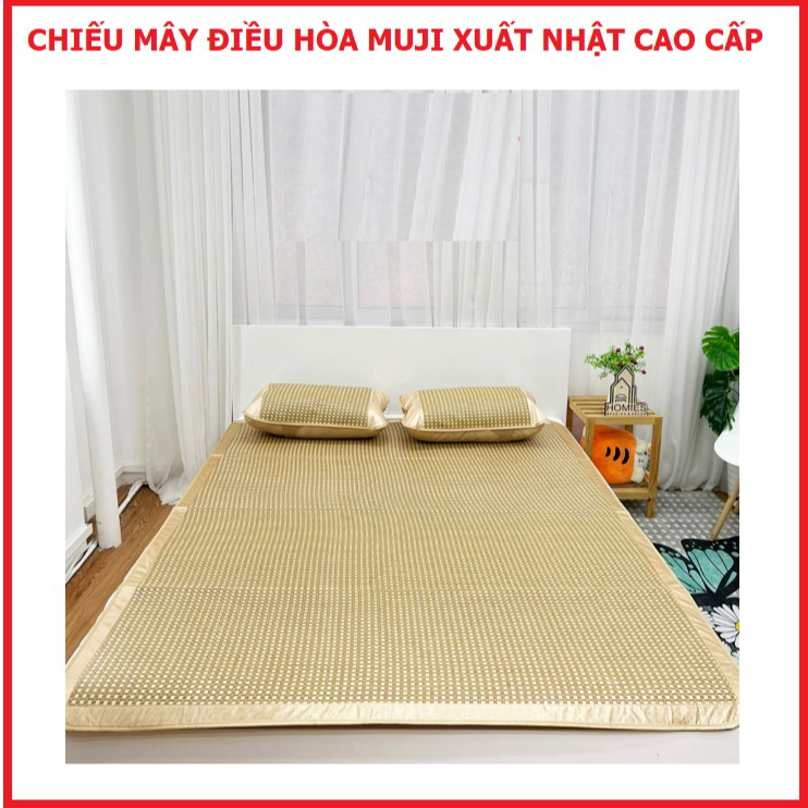 Chiếu Mây điều Hòa Mây Hoa Long, Viền Lụa Cao Cấp, Tặng Kèm 2 Vỏ Gối Ctb229 – Bechip