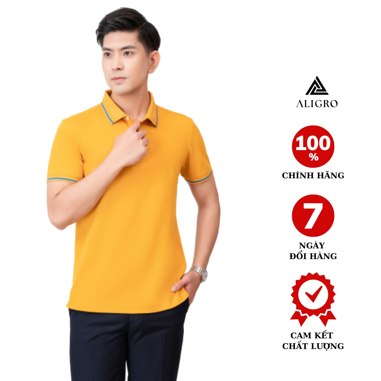 áo Polo Ngắn Tay Cotton Prima Màu Vàng Algplo83 – Aligro