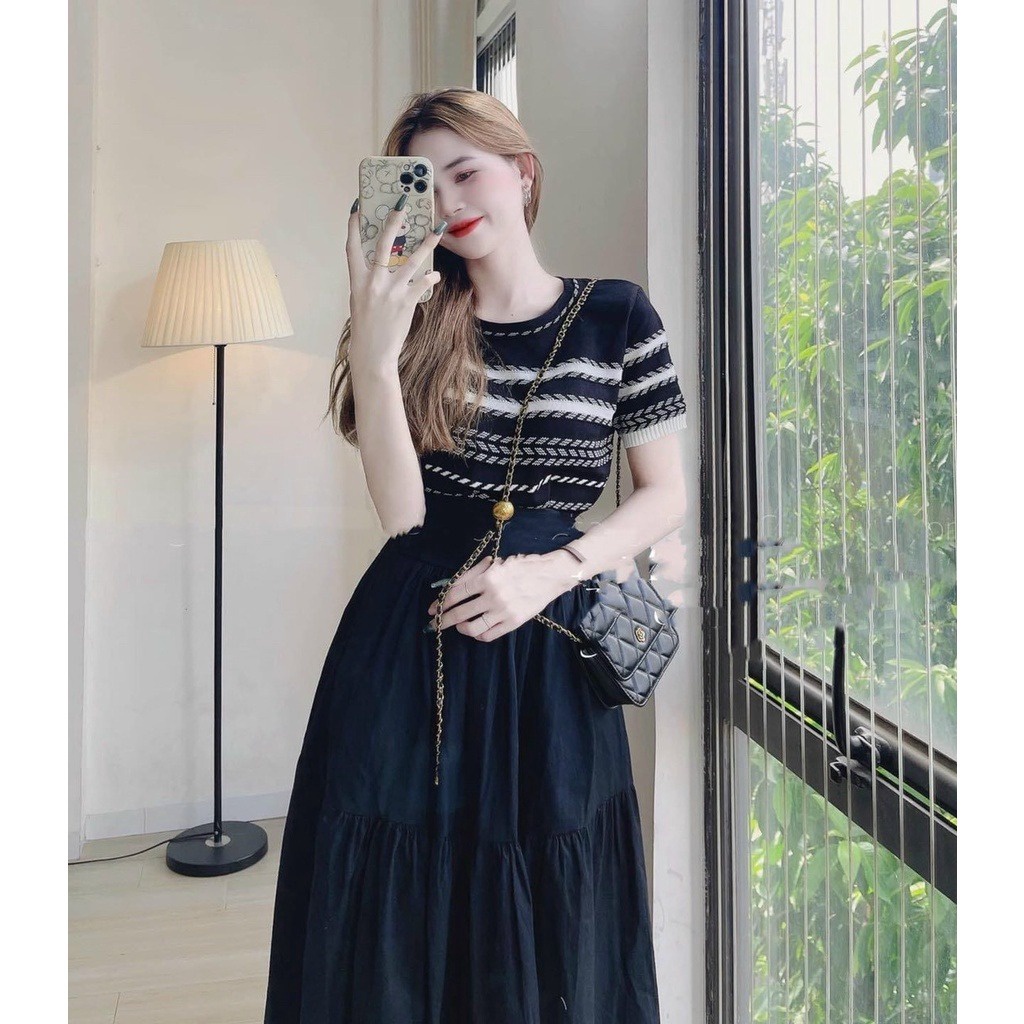 áo Len Cộc Tay Dệt Kim Họa Tiết Xương Cá Sldca39 – Diepchi Fashion