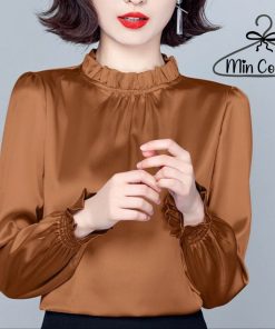 áo Nữ Kiểu Cổ Nhún Tay Dài Bo Thun Ms68 – Min Corner