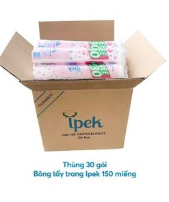 [ Tặng 1 Gói Bông Care4u 233 Miếng ] Sỉ Thùng 30 Gói Bông Tẩy Trang Siêu Mềm Mịn 120+30 Miếng – Ipek