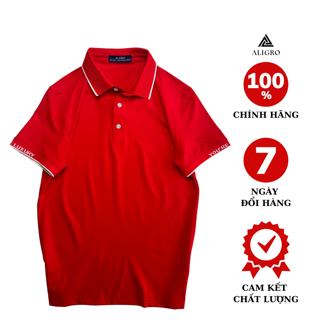 áo Polo Golf Nam Ngắn Tay Chất Vải Coolmax Màu đỏ Trơn Năng động Algplo107 – Aligro