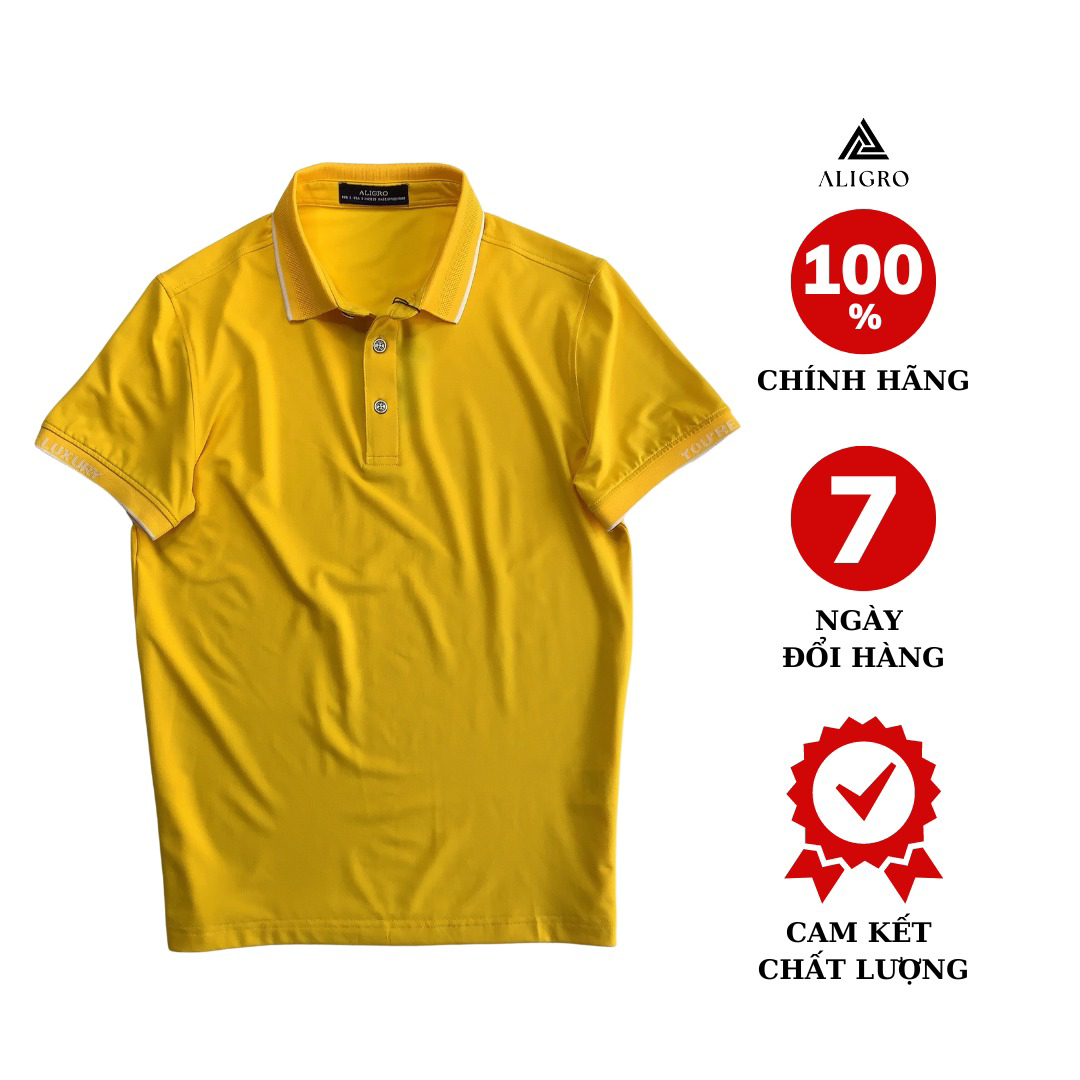 áo Polo Golf Nam Ngắn Tay Chất Vải Coolmax Màu Vàng Năng động Algplo109- Aligro