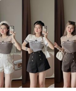 áo Len Montoghi Nữ Họa Tiết Kẻ Ngang Kết Hợp Ngôi Sao In Chữ Cd Sldca170- Diepchi Fashion