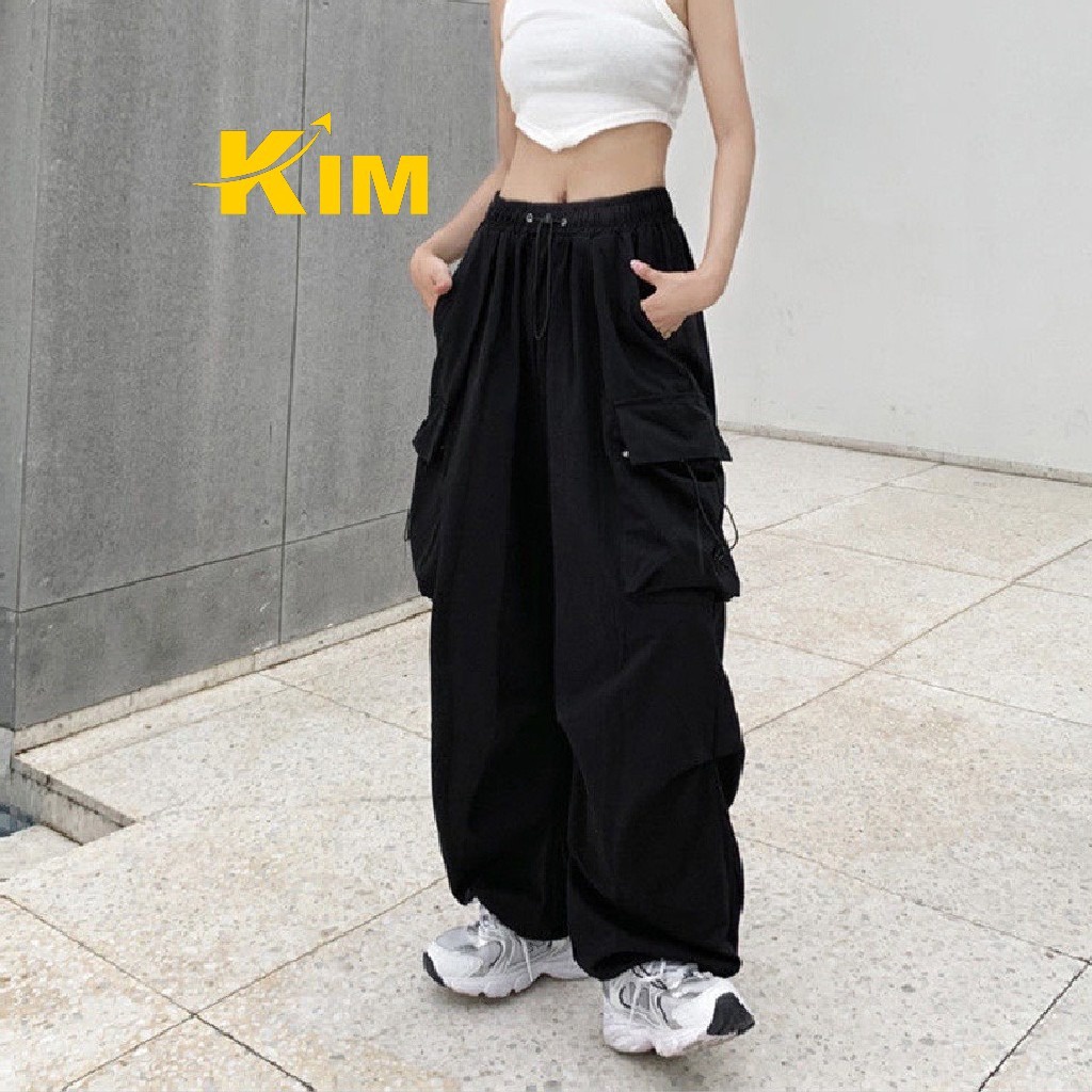 Quần Dài Kaki Nam Nữ Túi Hộp Mặc 2 Kiểu ống Rộng Có Dây Rút Chân Tu12 – Kim